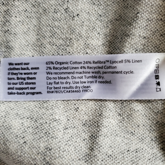 Eileen Fisher Herringbone Organic Cotton Longline Open Front Jacket Cardigan L - Picture 9 of 13